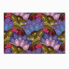 Purple Red And Green Flowers Digital Wallpaper Patterns Ornament Postcards 5  X 7  (pkg Of 10) by Jancukart