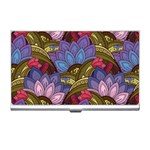 Purple Red And Green Flowers Digital Wallpaper Patterns Ornament Business Card Holder Front