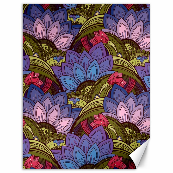 Purple Red And Green Flowers Digital Wallpaper Patterns Ornament Canvas 18  x 24 