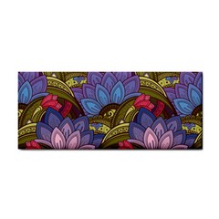 Purple Red And Green Flowers Digital Wallpaper Patterns Ornament Hand Towel by Jancukart