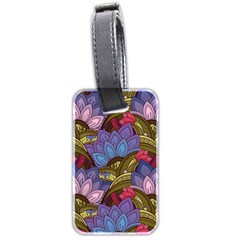 Purple Red And Green Flowers Digital Wallpaper Patterns Ornament Luggage Tag (two Sides)