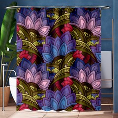 Purple Red And Green Flowers Digital Wallpaper Patterns Ornament Shower Curtain 60  X 72  (medium) 