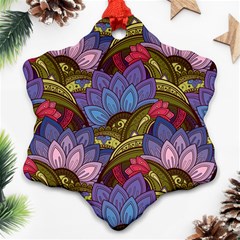 Purple Red And Green Flowers Digital Wallpaper Patterns Ornament Ornament (snowflake)