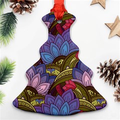 Purple Red And Green Flowers Digital Wallpaper Patterns Ornament Ornament (christmas Tree) 