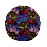 Purple Red And Green Flowers Digital Wallpaper Patterns Ornament Standard 15  Premium Round Cushions Back