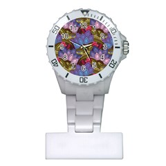 Purple Red And Green Flowers Digital Wallpaper Patterns Ornament Plastic Nurses Watch