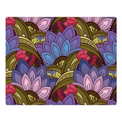 Purple Red And Green Flowers Digital Wallpaper Patterns Ornament Premium Plush Fleece Blanket (large)