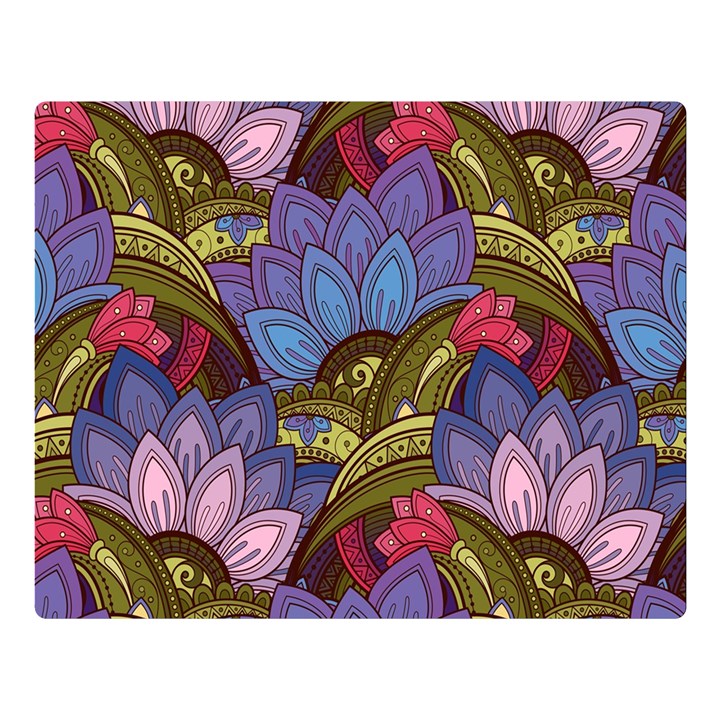 Purple Red And Green Flowers Digital Wallpaper Patterns Ornament Premium Plush Fleece Blanket (Large)