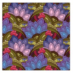 Purple Red And Green Flowers Digital Wallpaper Patterns Ornament Square Satin Scarf (36  X 36 )