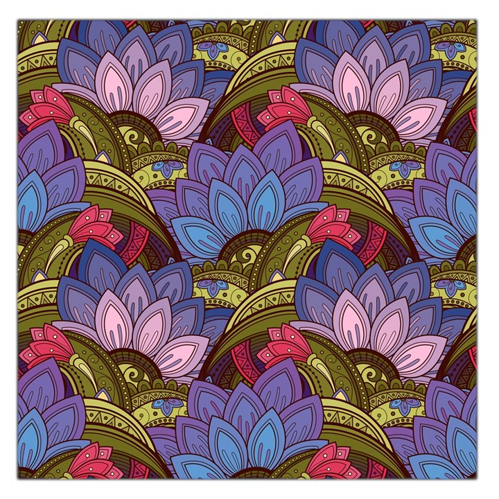 Purple Red And Green Flowers Digital Wallpaper Patterns Ornament Square Satin Scarf (36  x 36 )