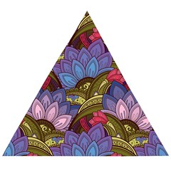 Purple Red And Green Flowers Digital Wallpaper Patterns Ornament Wooden Puzzle Triangle