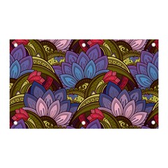 Purple Red And Green Flowers Digital Wallpaper Patterns Ornament Banner And Sign 5  X 3 