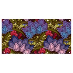 Purple Red And Green Flowers Digital Wallpaper Patterns Ornament Banner And Sign 8  X 4  by Jancukart