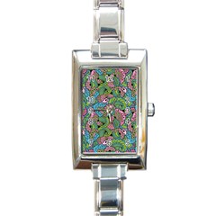 Background Texture Paisley Pattern Rectangle Italian Charm Watch