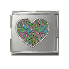 Background Texture Paisley Pattern Mega Link Heart Italian Charm (18mm) by Jancukart