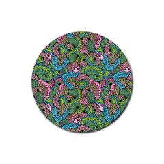 Background Texture Paisley Pattern Rubber Round Coaster (4 Pack)