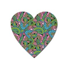 Background Texture Paisley Pattern Heart Magnet by Jancukart