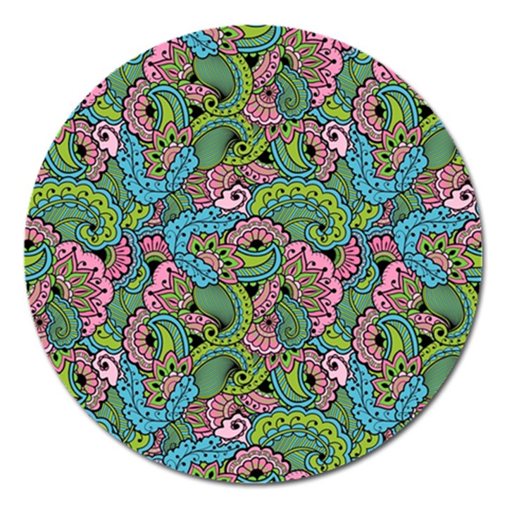 Background Texture Paisley Pattern Magnet 5  (Round)