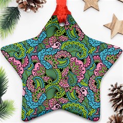 Background Texture Paisley Pattern Star Ornament (two Sides)