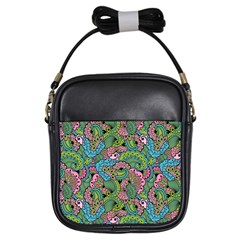 Background Texture Paisley Pattern Girls Sling Bag