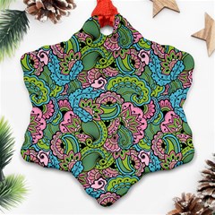 Background Texture Paisley Pattern Snowflake Ornament (two Sides)