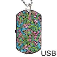 Background Texture Paisley Pattern Dog Tag Usb Flash (two Sides)