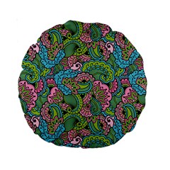 Background Texture Paisley Pattern Standard 15  Premium Round Cushions