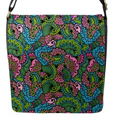 Background Texture Paisley Pattern Flap Closure Messenger Bag (s)