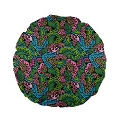 Background Texture Paisley Pattern Standard 15  Premium Flano Round Cushions