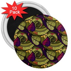 Pattern Vector Texture Style Garden Drawn Hand Floral 3  Magnets (10 Pack)  by Jancukart