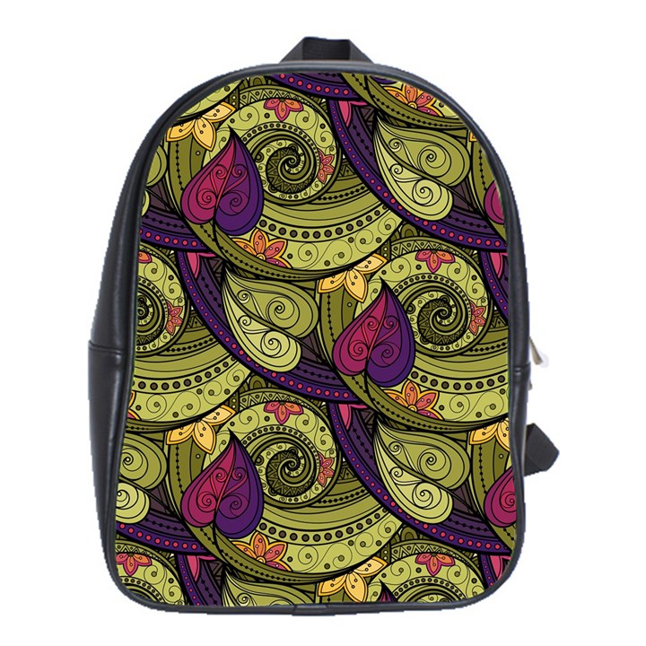 Pattern Vector Texture Style Garden Drawn Hand Floral School Bag (XL)