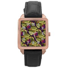 Pattern Vector Texture Style Garden Drawn Hand Floral Rose Gold Leather Watch 