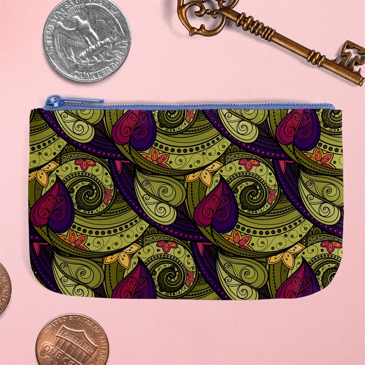 Pattern Vector Texture Style Garden Drawn Hand Floral Large Coin Purse