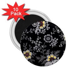 White And Yellow Floral And Paisley Illustration Background 2 25  Magnets (10 Pack) 