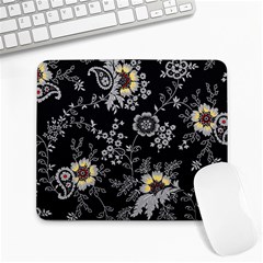 White And Yellow Floral And Paisley Illustration Background Large Mousepad