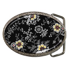 White And Yellow Floral And Paisley Illustration Background Belt Buckles by Jancukart