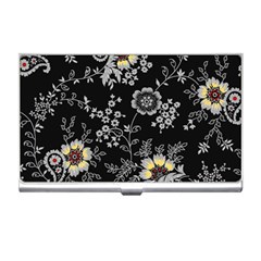 White And Yellow Floral And Paisley Illustration Background Business Card Holder