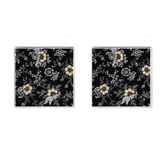 White And Yellow Floral And Paisley Illustration Background Cufflinks (square)