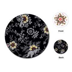 White And Yellow Floral And Paisley Illustration Background Playing Cards Single Design (round)