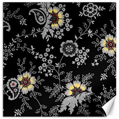 White And Yellow Floral And Paisley Illustration Background Canvas 12  X 12 