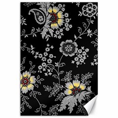 White And Yellow Floral And Paisley Illustration Background Canvas 12  X 18 