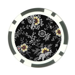 White And Yellow Floral And Paisley Illustration Background Poker Chip Card Guard by Jancukart