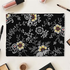 White And Yellow Floral And Paisley Illustration Background Cosmetic Bag (xl)