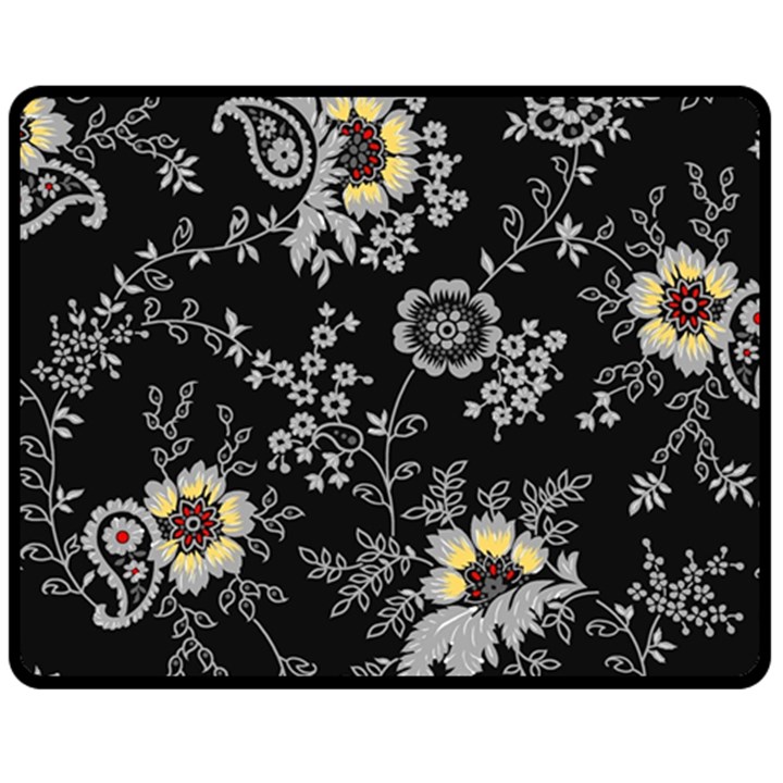 White And Yellow Floral And Paisley Illustration Background One Side Fleece Blanket (Medium)