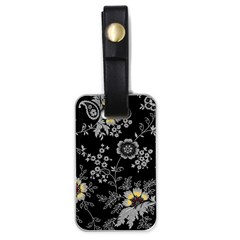 White And Yellow Floral And Paisley Illustration Background Luggage Tag (one Side)