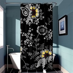 White And Yellow Floral And Paisley Illustration Background Shower Curtain 36  X 72  (stall)  by Jancukart