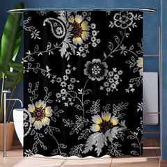 White And Yellow Floral And Paisley Illustration Background Shower Curtain 60  X 72  (medium) 