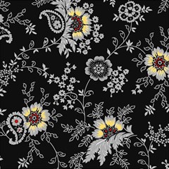 White And Yellow Floral And Paisley Illustration Background Play Mat (square)