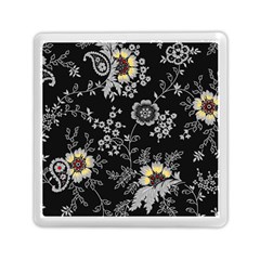 White And Yellow Floral And Paisley Illustration Background Memory Card Reader (square)