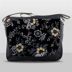 White And Yellow Floral And Paisley Illustration Background Messenger Bag